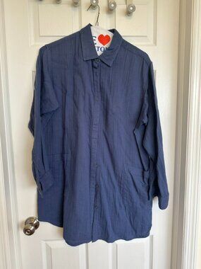 Mara Hoffman Blue Shirtdress, Size S, 100% Organic Cotton